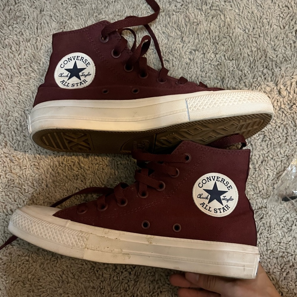 Burgundy/Maroon hightop converse